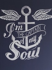 CANVAS Wandbild Leinwandbild Bild Kapitän Schiff Anker Flügel Blau  14N10326O4