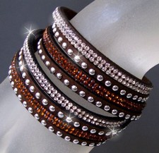 Wickelarmband LederLook Strass