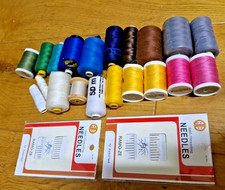 23 Rollen  Garn Nähgarn gelb blau grau braun rosa weiß Nähnadeln Gütermann Ikea
