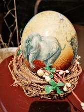 Straußenei bemalt, gebrauchtes Erbstück aus Südafrika sehr guter Zustand