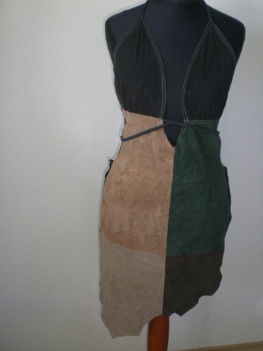 Patchwork leder kleid - leder,