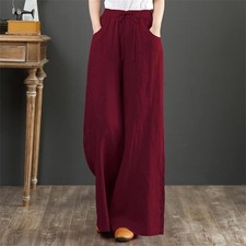 Cottage lange weite Baumwolle Marlene Gummizug Hose pink rot Lagenlook XL XXL 44