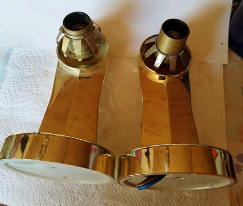 Zwei wandlampen e27 - wandlampen, gold