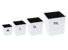 Blumenkübel Hochglanz Übertopf Eckig Blumentopf Einsatz Weiß  Set 4 M+L+XL+XXL