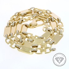 Wert 11.250,- Massive Steigbügel Plättchen Kette 585 / 14 Kt Gold 60,5 cm xxyy
