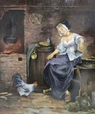 Ölgemälde Frau Küche Stube