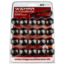 20x Abdeckkappen Abdeckungen für Radschrauben Radmuttern SW 17/19/21/22 Schwarz
