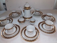 Hoch edles Kaffeeservice 6 Personen Weiß,Kobalt,Goldrand Winterling Marktleuthen