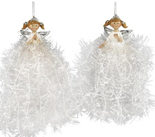 Formano Weihnachten Engel 19 cm mit Glitzerfäden zum Aufhängen Weihnachtsdeko