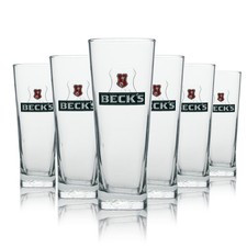 6x Becks Glas 0,5l Henry Becher Kontur Gläser Gastro Pils Gold Unfiltered Bier