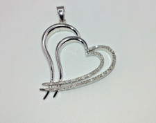 925 Silber rhodiniert Anhänger in Herzform mit Diamanten