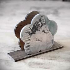 Vintage Serviettenhalter 16x4,5x11cm Landhaus Shabby Holz Servietten Handarbeit