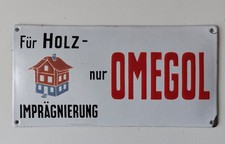 Emailschild Omegol für Holz