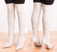 2809 weiße high heel leder strech overknee stiefel gr 39