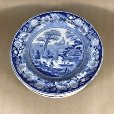 9er Set antike blau-weiße Wildrose Nuneham Courtenay Speiseteller