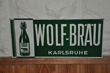 Altes Brauereischild/Blechschild 50er Jahre,Wolf-Bräu Karlsruhe,Reklame Brauerei