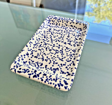 Gmundner Keramik – kleine Platte 20 x 12 cm – Dekor Blaue Punkte