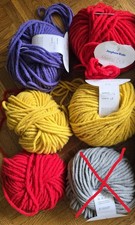 5 Stück  Junghans Wolle Merino Dick gelb rot blau 70% Schurwolle Strick-Set 50g