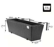 CASARIA 2× Blumenkasten Polyratan Pflanzkasten Balkonkasten Halterung Geländer