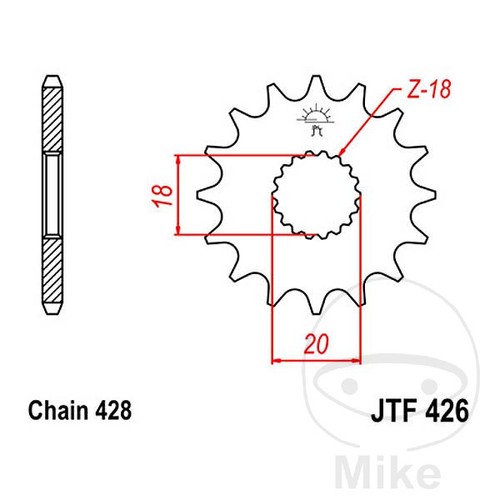 Ritzel zähne teilung 428 - 12,