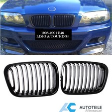 Grill Nieren Kühlergrill für 98-01 BMW 3ER E46 Limo Touring Einzelsteg Schwarz
