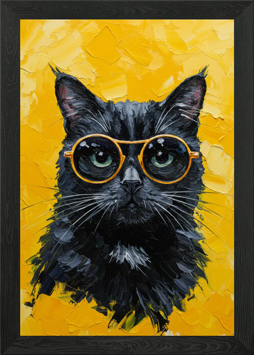 Schwarze katze mit brille - schwarze,