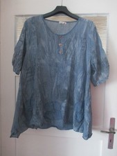 Italy Tunika Damen blau gemustert Gr. 50 52 neuwertig 1/2 Arm 3 Knöpfe