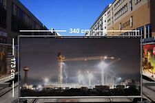 Bauzaunbanner Baustellenmotiv 340x173 Kran Werbung Event Dekoration Beleuchtung