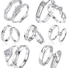 2 Trauringe Eheringe Partnerringe Verlobungsringe 925 Echt Silber Verstellbar 