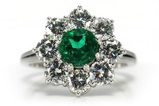 Damen Ring Smaragd 0,4 ct 8 Brillanten 1,2 ct TW/vvs 750 Weißgold [BRORS 10853]