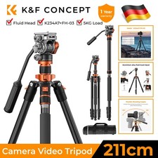 K&F Concept 200cm Kamera Stativ Videostativ Tripod mit Fluidkopf Einbeinstativ