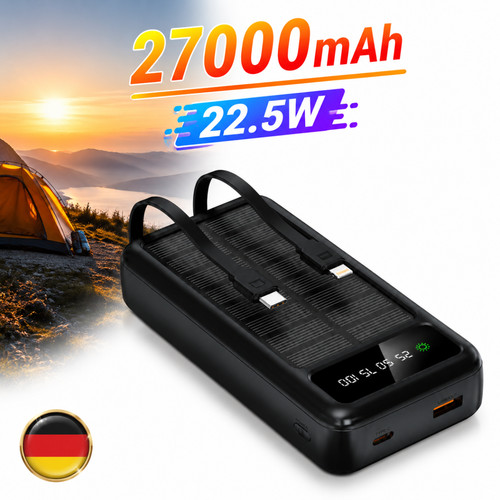 27000mah solar powerbank 5w - powerbank, 22,5w