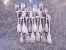 Christofle Modell CHINON ANTIK Satz Tafelgabeln für 12 Personen versilbert TOP !