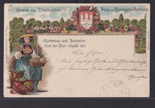 Ansichtskarte Künstlerkarte Hamburg Vierlanden Frucht Blumengarten Frau Tracht