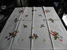 Mitteldecke Weihnachtsdecke  handgestickt Weihnachtliche Stickerei KL5