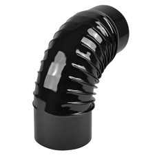Rauchrohrbogen / Ofenrohrbogen Emaille 120mm 90° Schwarz Bogen gerippt