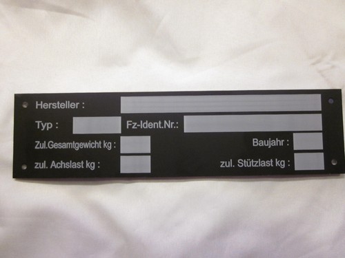 Typenschild blanco anhänger - blanco,