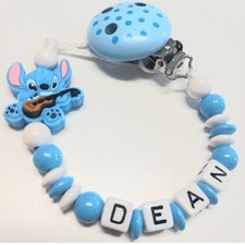 Schnullerkette mit  Wunschnamen?Holz?Junge?Stitch 