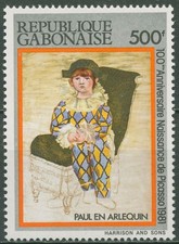 Gabun 1981 Paul als Harlekin von Pablo Picasso 804 postfrisch