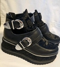 Killstar Gothic Plateau-Schuhe Gr.37 Oracle Creepers Boots Sneakers Schwarz Samt