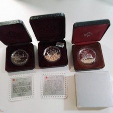 3 x Canada Dollar in Box Silber je PP  1991 1994 1997