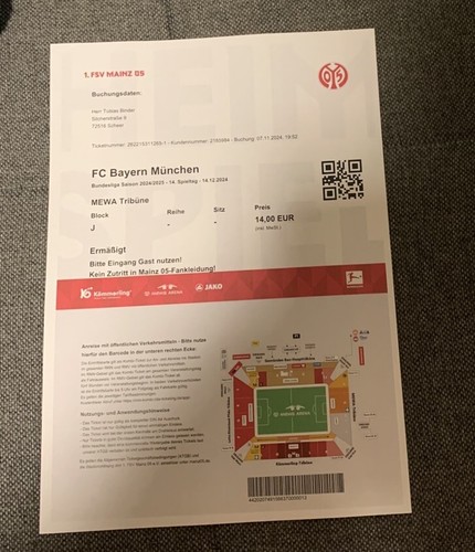 Sammlerticket fsv mainz 05 - 1.,