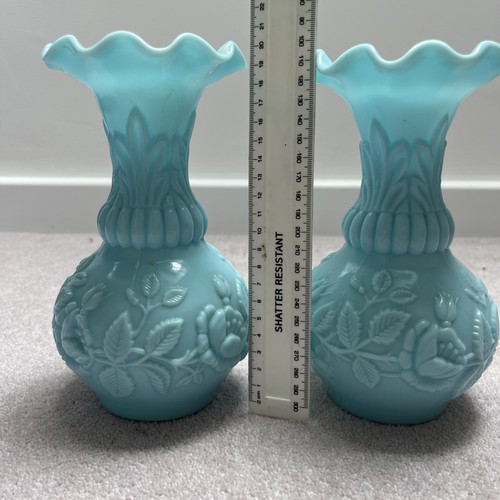 Paar blaue milchglasvasen - paar,