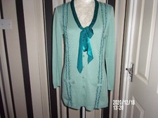 Brandneu mit Etikett Storybook Strick Baumwolle/Acryl Krawatte Ausschnitt Strickjacke Gr XS (10-12) 