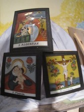 3 x Hinterglasmalerei