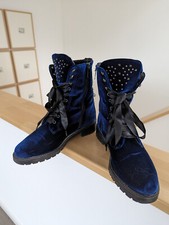 Boots dunkelblau Samt mit Nieten Gr. 38