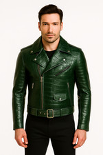 Herren Lederjacke grün