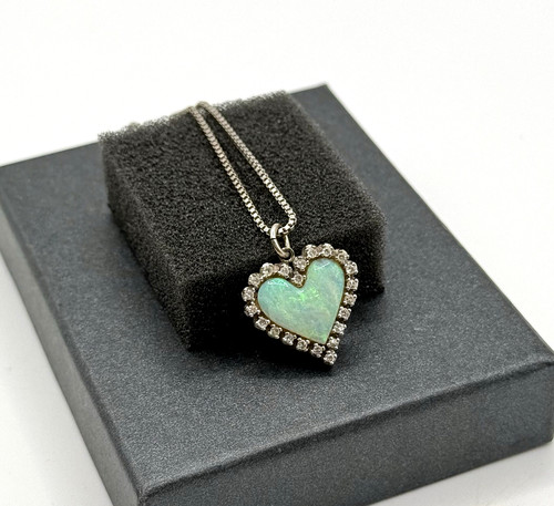 585 weißgold halskette - 585, opal