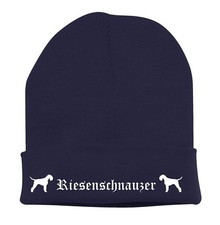 Beanie Strickmütze Mütze Stickmotiv BAD RIESENSCHNAUZER Hunde Siviwonder