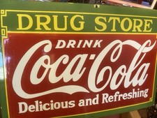 Altes U.S. Coca Cola Emailschild XXL 91 x 60cm - riesiges Werbeschild - mega rar